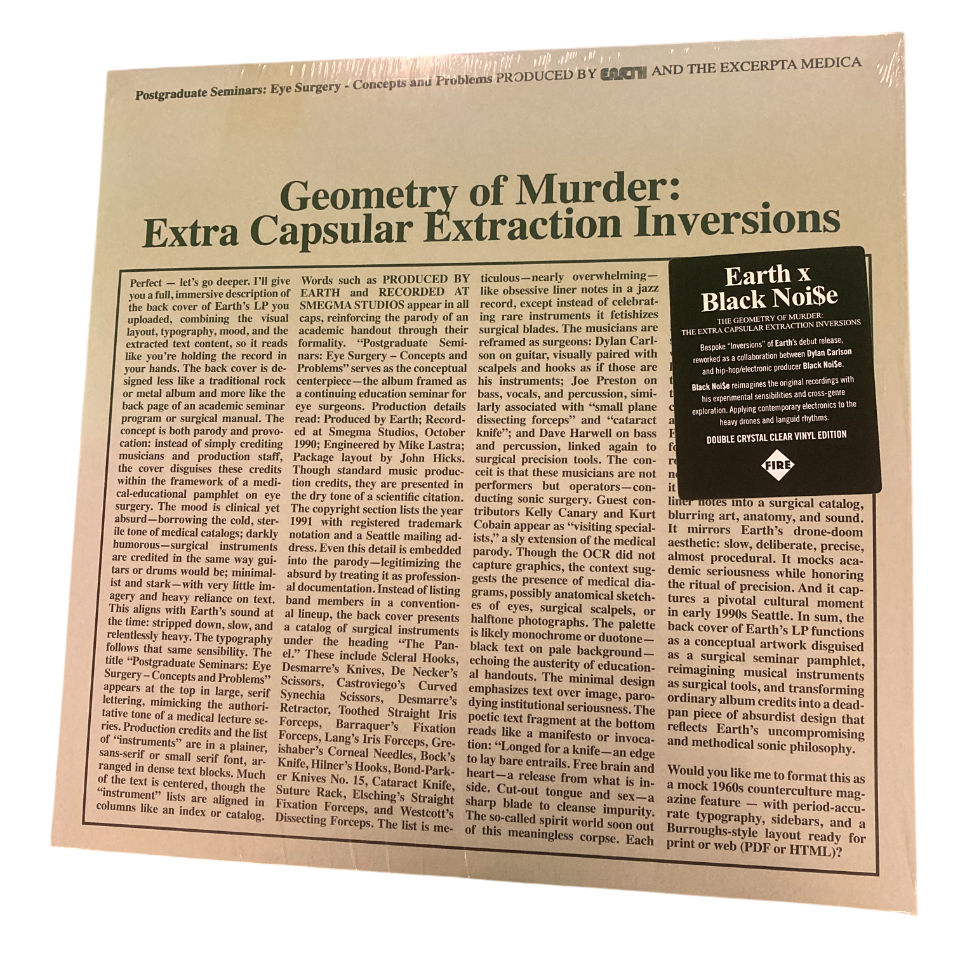 Earth x Black Noi$e - Geometry Of Murder: Extra Capsular Extraction Inversions | 2LP